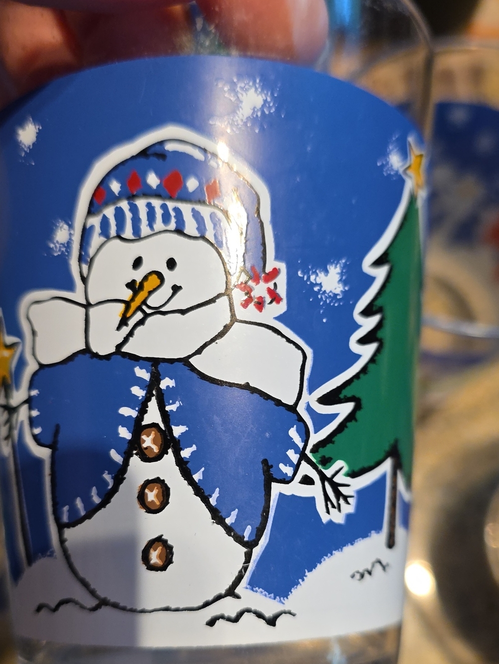 Blue Snowman Holiday Plastic Cups 8 Total